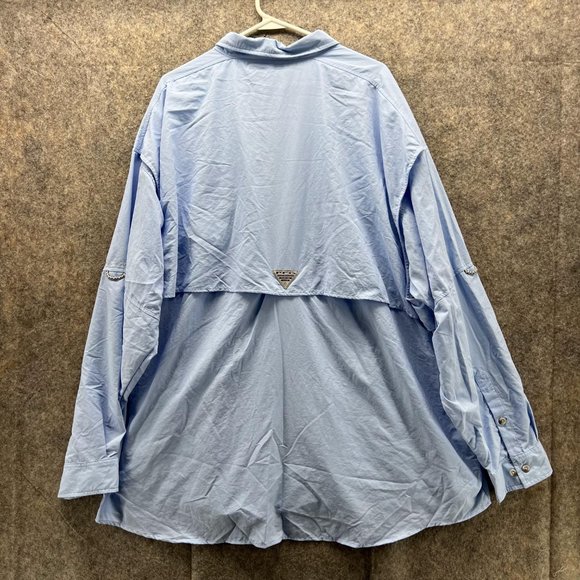 Columbia Shirt Men 4X Adult Blue Casual Button Down Vented Fishing Hike Pockets - Picture 9 of 11